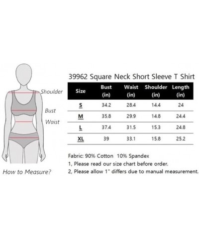 Womens Square U Neck Short Sleeve Basic Tee Tops Fitted Cotton T-Shirts for Summer Winter Layer 39962 Gray $11.59 T-Shirts