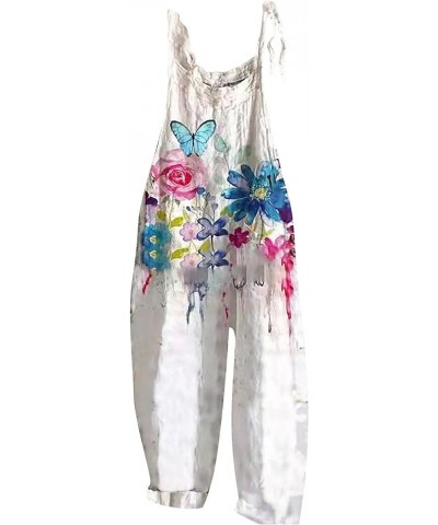 Jumpsuits for Women Dressy 2023 Women Overalls Summer Boho Bib Romper for Women Casual Loose Floral Print Jumpsuit 04-blue $1...