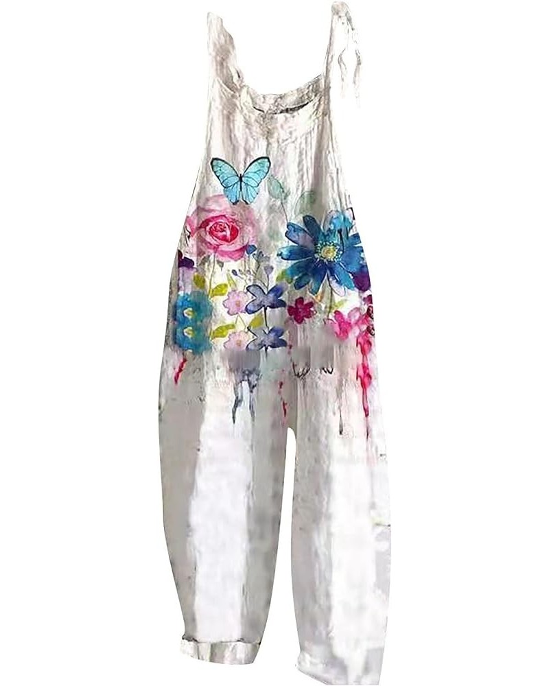 Jumpsuits for Women Dressy 2023 Women Overalls Summer Boho Bib Romper for Women Casual Loose Floral Print Jumpsuit 04-blue $1...