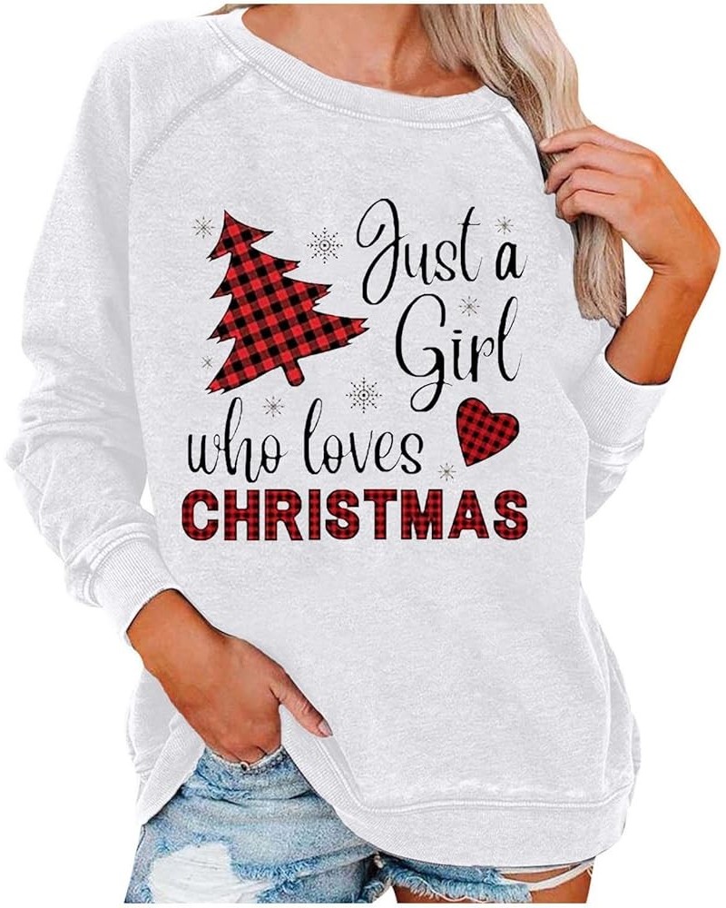 RMXEi Comfy Blanket Sweatshirt,Fashion Womens Loose Christmas Print O-Neck Long Sleeve Casual Top 2-white $12.64 Hoodies & Sw...