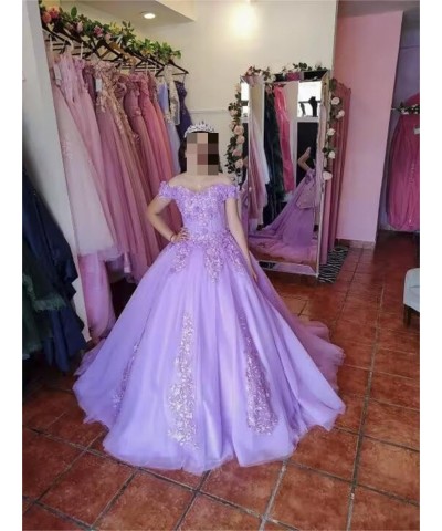 Off Shoulder Quinceanera Dresses for Girls 3D Flower Puffy Ball Gowns for Teens Sweet 16 Lace Prom Dresses for Women Peach $6...