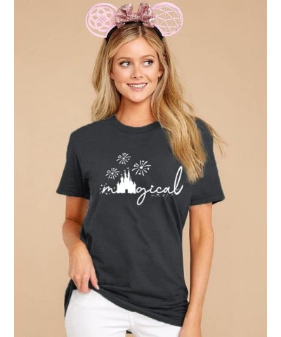 Magical Shirt for Women Magic Kingdom Tshirt Castle Graphic Short Sleeve Tee Casual Holiday Vacation Tops Dark Grey $11.19 T-...