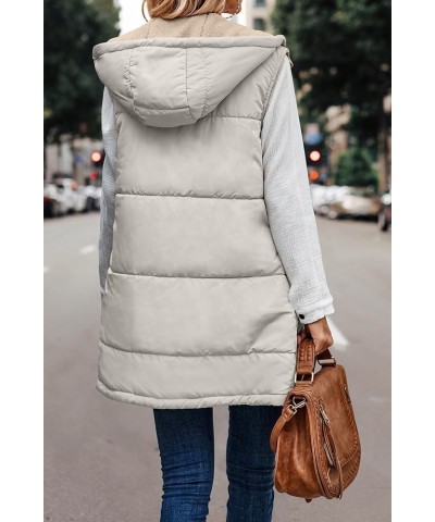 Long Puffer Vest for Women Sleeveless Reversible Fleece Sherpa Jacket Thicked Warm Down Vest Hooded Winter Coat Khaki $11.61 ...