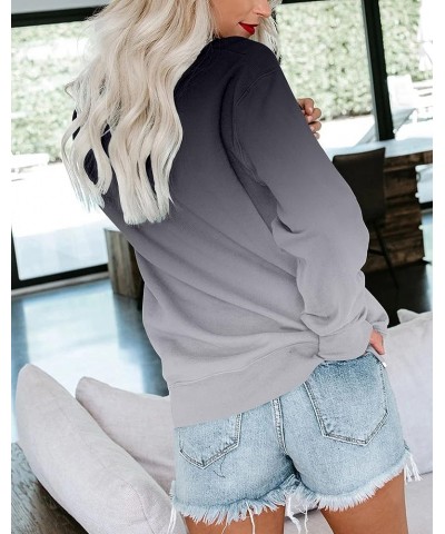 Womens Casual Crewneck Sweatshirt Long Sleeve Tops Cute Pullover Loose Fit Gradient Grey $11.99 Hoodies & Sweatshirts