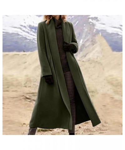 Women's Woolen Blend Lapel Collar Long Sleeve Oversized Trench Coat Loose Warm Thicken Cardigan Outwear for Women 03-army Gre...