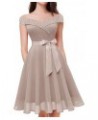 Homecoming Dress Bridesmaid Dresses for Wedding Guest Dress Lace Chiffon Prom Gowns Off Shoulder Taupe $27.00 Dresses