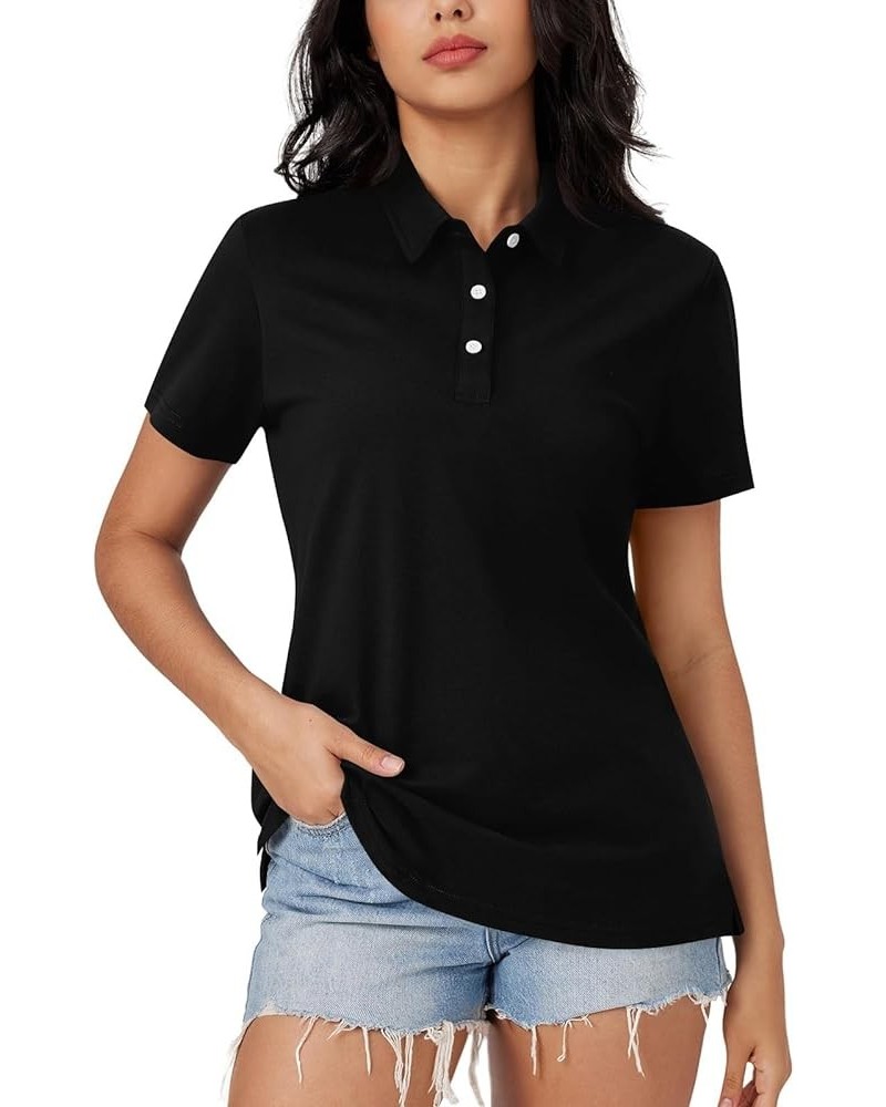 Womens Lapel Shirts Trendy Summer T Shirts Button Up V Neck Short Sleeve Tops Blouses Vintage Graphic Clothes 015- Black $7.9...