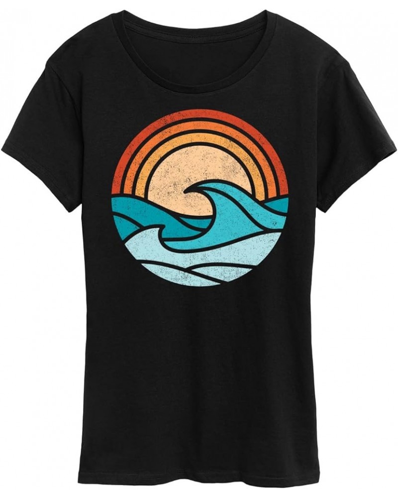 Wave Scene - Women's Short Sleeve Graphic T-Shirt Black $10.00 T-Shirts