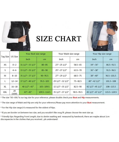 Denim Vest for Women Sleeveless Button up Washed Cropped Jean Jacket Black $17.64 Vests