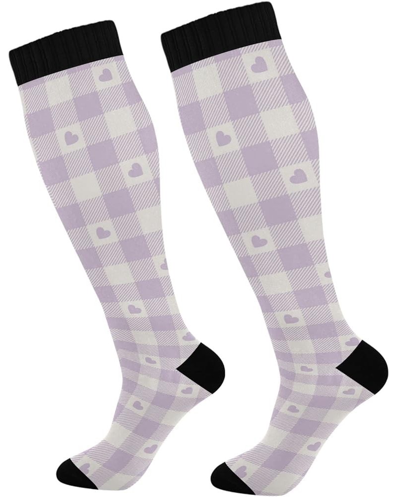 White Goose Compression Socks for Women and Men Circulation Cute Long Socks for Athletic Running 2 1 Purple Heart Check $10.6...