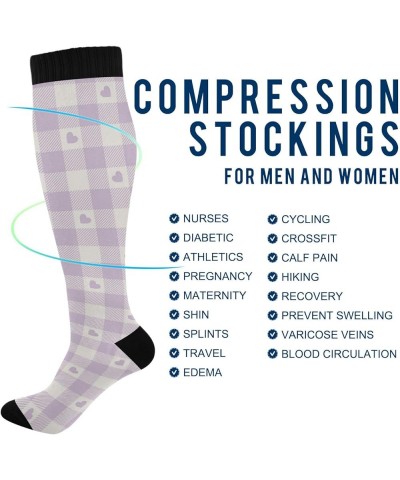 White Goose Compression Socks for Women and Men Circulation Cute Long Socks for Athletic Running 2 1 Purple Heart Check $10.6...