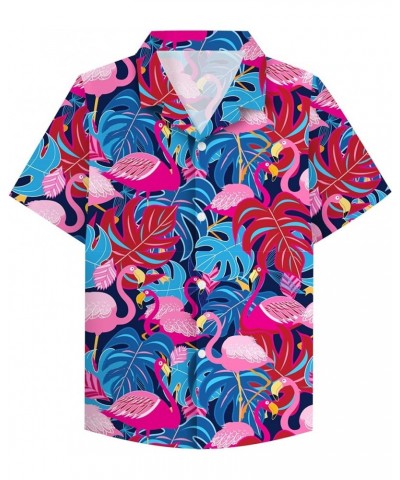 Girls Womens Short Sleeve Summer Button Down Shirts, 12 Months - XL WOMEN Flamingo Blue $6.82 Blouses