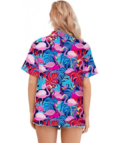 Girls Womens Short Sleeve Summer Button Down Shirts, 12 Months - XL WOMEN Flamingo Blue $6.82 Blouses