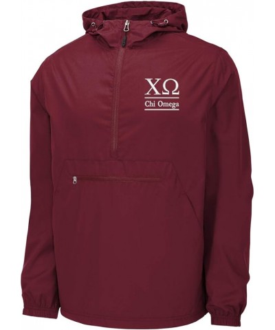 Chi Omega Windbreaker - Anorak Pullover Jacket - Quarter Zip Maroon $30.21 Jackets