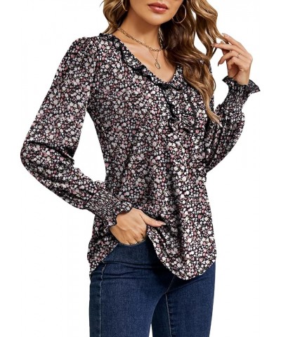 Women's Casual V Neck T Shirts Loose Summer 3/4 Bell Sleeve/Puff Long Sleeve Tops Ruffle Tunic Blouses Aa-floral Print a $8.1...