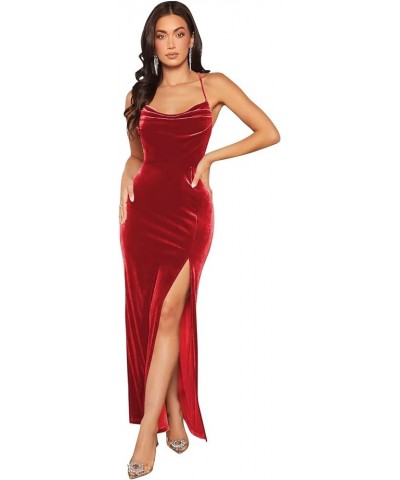 Ruffle Sleeves Bridesmaid Dresses Long Empire Waist Velvet Winter Wedding Guset Dress SYYS368 A-red $31.50 Dresses