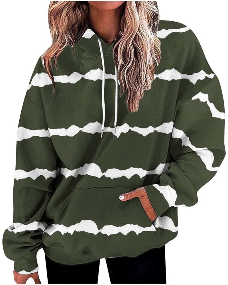 Hoodies for Women Fashion Loose Casual Daily Long Sleeve Printed Hooded Top 2-army Green $15.11 Hoodies & Sweatshirts