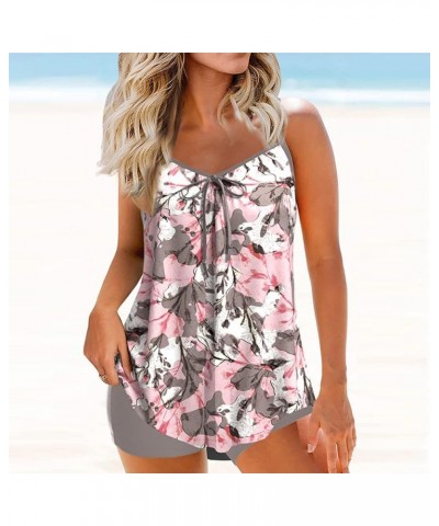 Swim Suits, Women Two Piece Tummy Control Tankini Swimsuits Sleeveless Summer Beach Bathing Suits Top with Shorts 06 Gray $9....