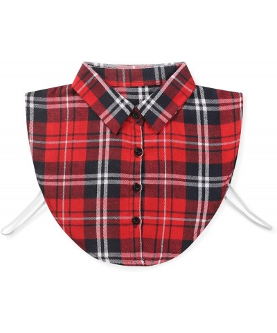 Women's Fake Collar Detachable Dickey Half Shirts False Plaid Collar for Women Girls Family Matching Outfits L001 White Red $...