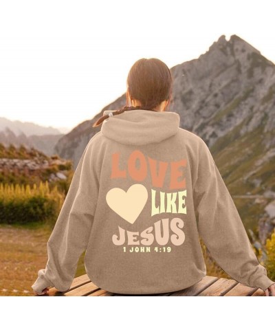 Jesus Loves You Hoodie Christian Jesus Saves Faith Sweatshirt Man Woman Pullover Tops Streetwear Gift Y2K Clothes 3-khaki $11...