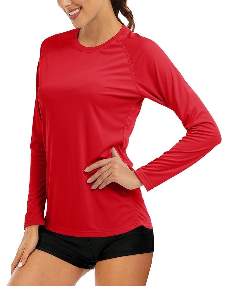 Women's Long Sleeve Shirts UPF 50+ Sun Protection Shirts for Hiking Fishing Workout Rash Guard Tomato Red $10.49 Swimsuits