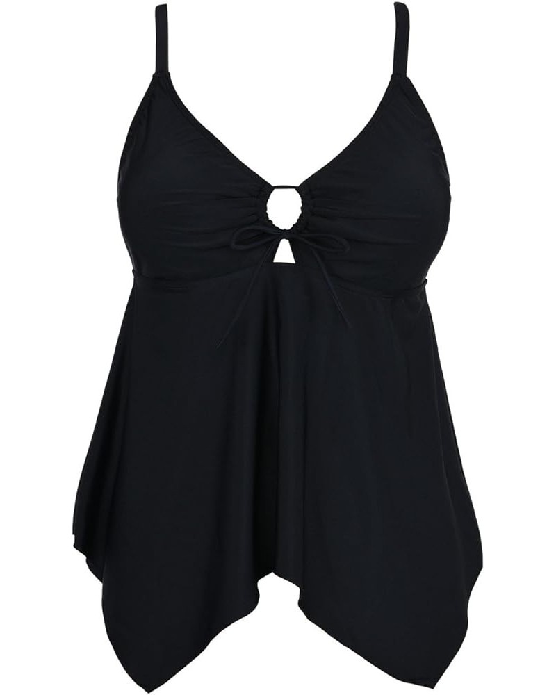 Women's Front Tie Swim Top Cross Back Tankini Top Flowy Swimdress Tummy Control A Black $12.71 Swimsuits