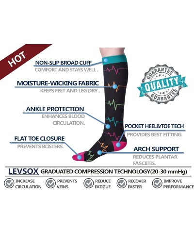 Compression Socks Women and Men, 20-30mmHg, Best for Nurses, Travel, Pregnancy 6 Pairs B $10.56 Activewear