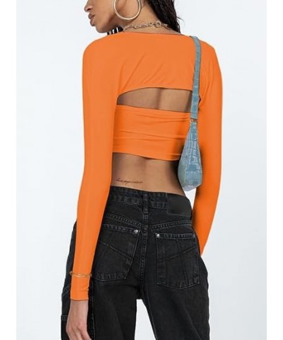 Going Out Asymmetrical Bolero Tops: Sexy Long Sleeve Women's Shirts Orange $10.78 T-Shirts