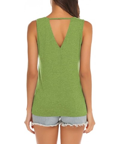 Womens Backless Tank Tops Sleeveless Keyhole Blouse Sexy Summer Tshirt Army Green $12.31 Tanks