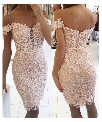 Sexy Mini Short Lace Homecoming Dresses Off The Shoulder Cocktail Evening Patry Wear Pink $42.80 Dresses