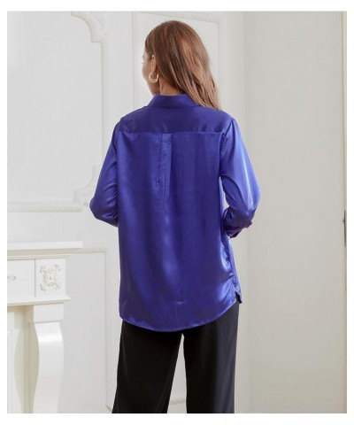 Womens Button Down Shirt Long Sleeve Work Dress Shirts Wrinkle Free Satin Blouses Business Casual Tops Dressy Royalblue $13.1...