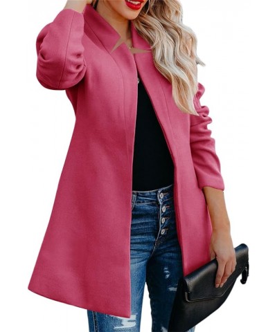 Women Elegant Wool Pea Coat Basic Stand Collar Slim Fit Jacket Notched Lapel Trench Coat Winter Warm Overcoats Outwear Hot Pi...