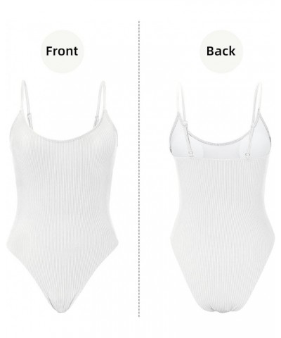 One Piece Bathing Suit for Solid Ribbed Women Tummy Control Swimsuits Sexy Swimsuit Womens Swimwear Slimming Swim Suit White ...