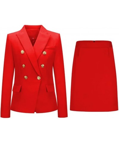 Women's 2 Piece Skirt Suit Set Business Office Lady Suits Blazer and Skirt for Work Red $32.32 Suits