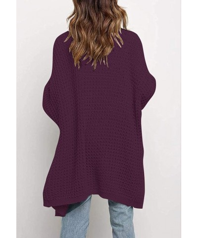 Womens Kimono Long Batwing Sleeve Open Front Chunky Cable Knit Cardigan Sweater Plum $24.63 Sweaters