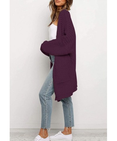 Womens Kimono Long Batwing Sleeve Open Front Chunky Cable Knit Cardigan Sweater Plum $24.63 Sweaters