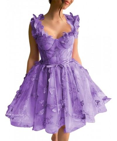 Tulle Short Homecoming Dress Spaghetti Strap Mini Dress Sweetheart Coctail Party Dress Dusty Purple $28.20 Dresses