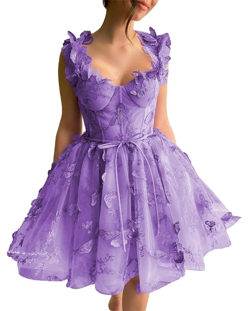 Tulle Short Homecoming Dress Spaghetti Strap Mini Dress Sweetheart Coctail Party Dress Dusty Purple $28.20 Dresses