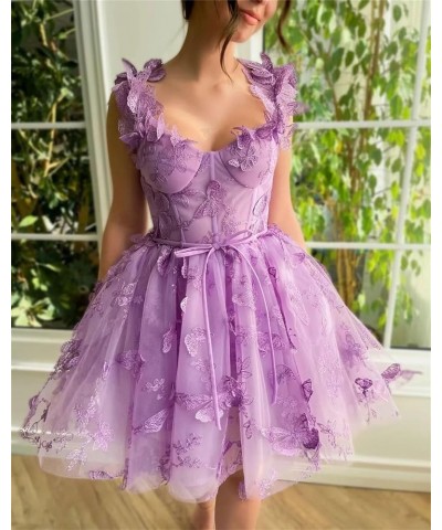 Tulle Short Homecoming Dress Spaghetti Strap Mini Dress Sweetheart Coctail Party Dress Dusty Purple $28.20 Dresses