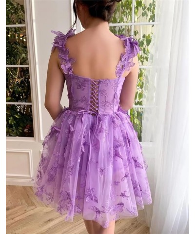 Tulle Short Homecoming Dress Spaghetti Strap Mini Dress Sweetheart Coctail Party Dress Dusty Purple $28.20 Dresses