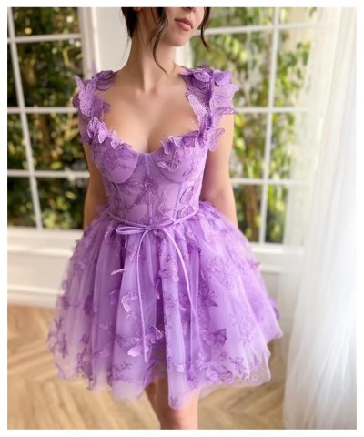 Tulle Short Homecoming Dress Spaghetti Strap Mini Dress Sweetheart Coctail Party Dress Dusty Purple $28.20 Dresses