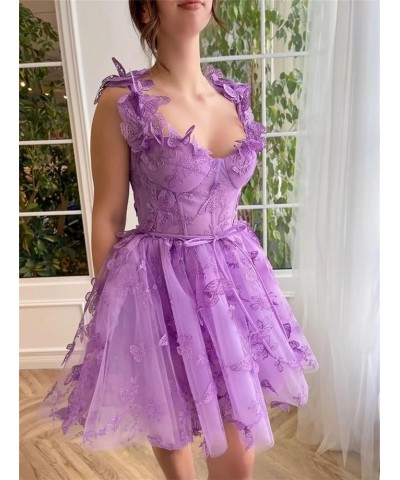 Tulle Short Homecoming Dress Spaghetti Strap Mini Dress Sweetheart Coctail Party Dress Dusty Purple $28.20 Dresses