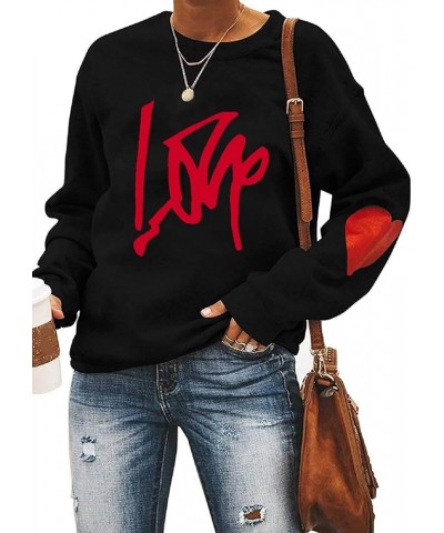 Valentine's Day Long Sleeve Sweatshirts Women Love Heart Print Graphic Shirts Pullover Tops Casual Blouse 2 Red Love $15.65 H...