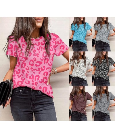 Womens Summer Tshirts Casual Polka Dot Tops Crewneck Short Sleeve T Shirts Fashion 2023 Spring Summer Loose Fit Blouses Black...