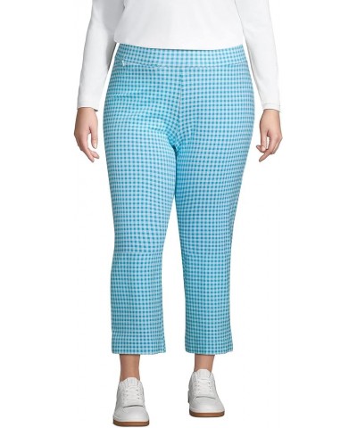 Women's Starfish Mid Rise Crop Pants Island Turquoise/White Check $25.20 Pants