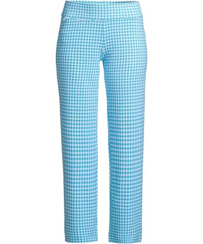 Women's Starfish Mid Rise Crop Pants Island Turquoise/White Check $25.20 Pants