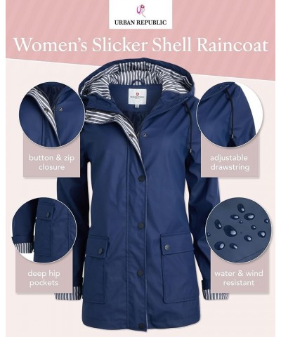 Woman’s Raincoat – Water Resistant Slicker Shell Windbreaker Rain Jacket (S-3XL) Navy Blue $34.66 Coats