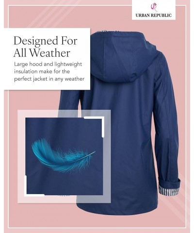 Woman’s Raincoat – Water Resistant Slicker Shell Windbreaker Rain Jacket (S-3XL) Navy Blue $34.66 Coats