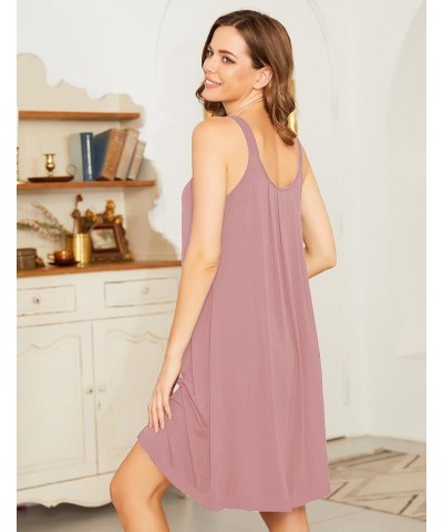 Women's Nightgown Sleeveless Sleepwear Wide Strap Sleep Shirt Pleated Scoopneck Nightshirt S-XXXL 001-dark Pink $11.27 Sleep ...