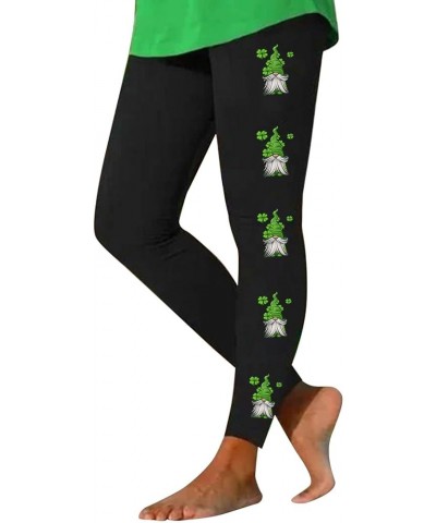 St Patricks Day Leggings for Women High Waist Tummy Control Yoga Pants Casual Clover Print Workout Trendy Soft Yoga Pants Ag-...